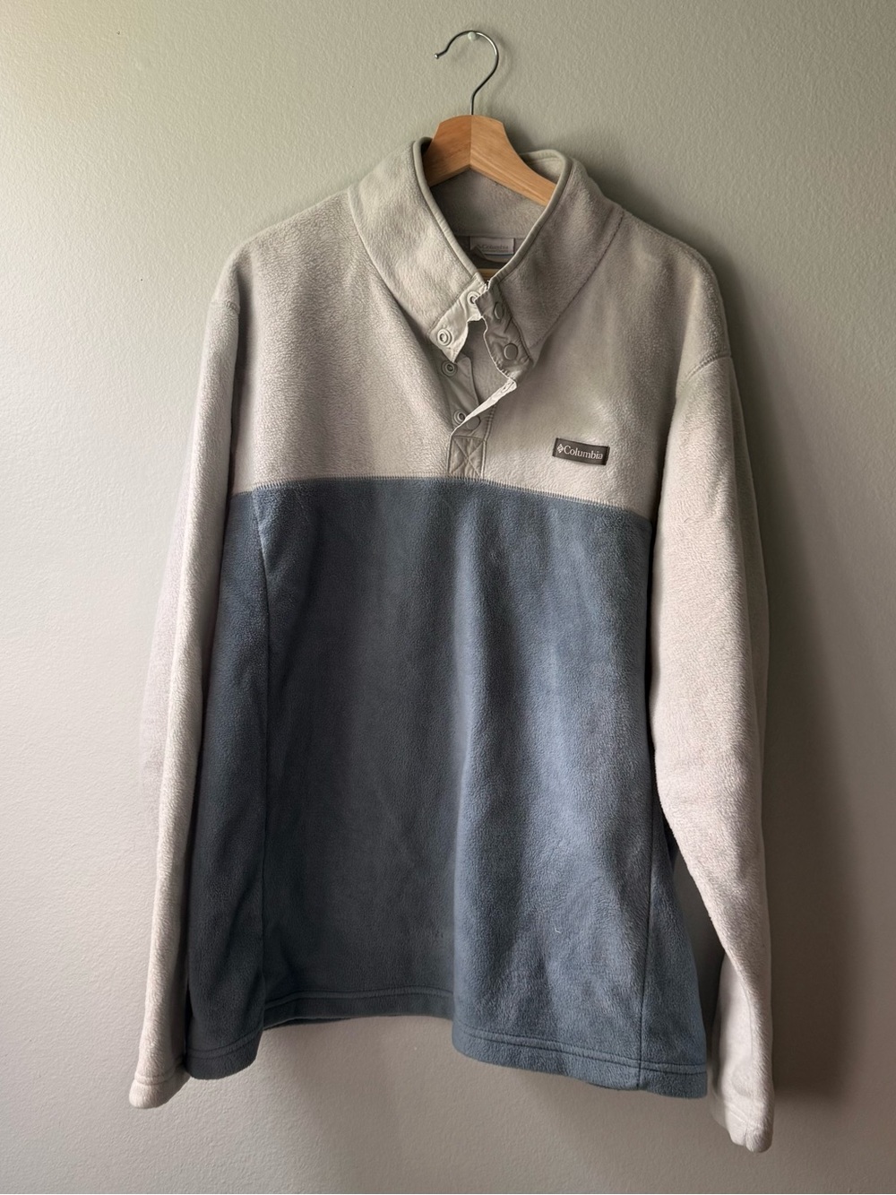 Columbia Vintage Two-Tone Snap-Button Fleece Pullover Sweatshirt (Size XL)